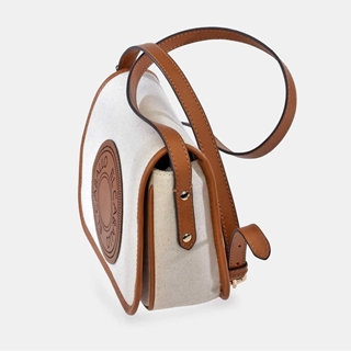 Bolso "EL CABALLO" bandolera solapa, piel y lona canvas - Imagen 2